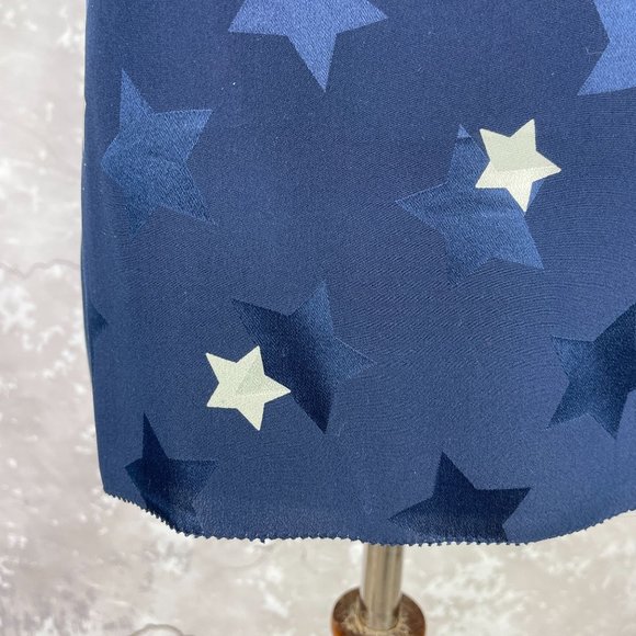 Vintage Silk Mary Ann Restivo Star Blue 80s Top S - Picture 3 of 8